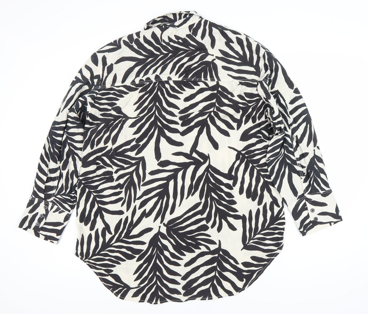 H&M Women's Black Zebra Print Button-Up Shirt M