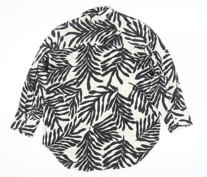 H&M Women's Black Zebra Print Button-Up Shirt M