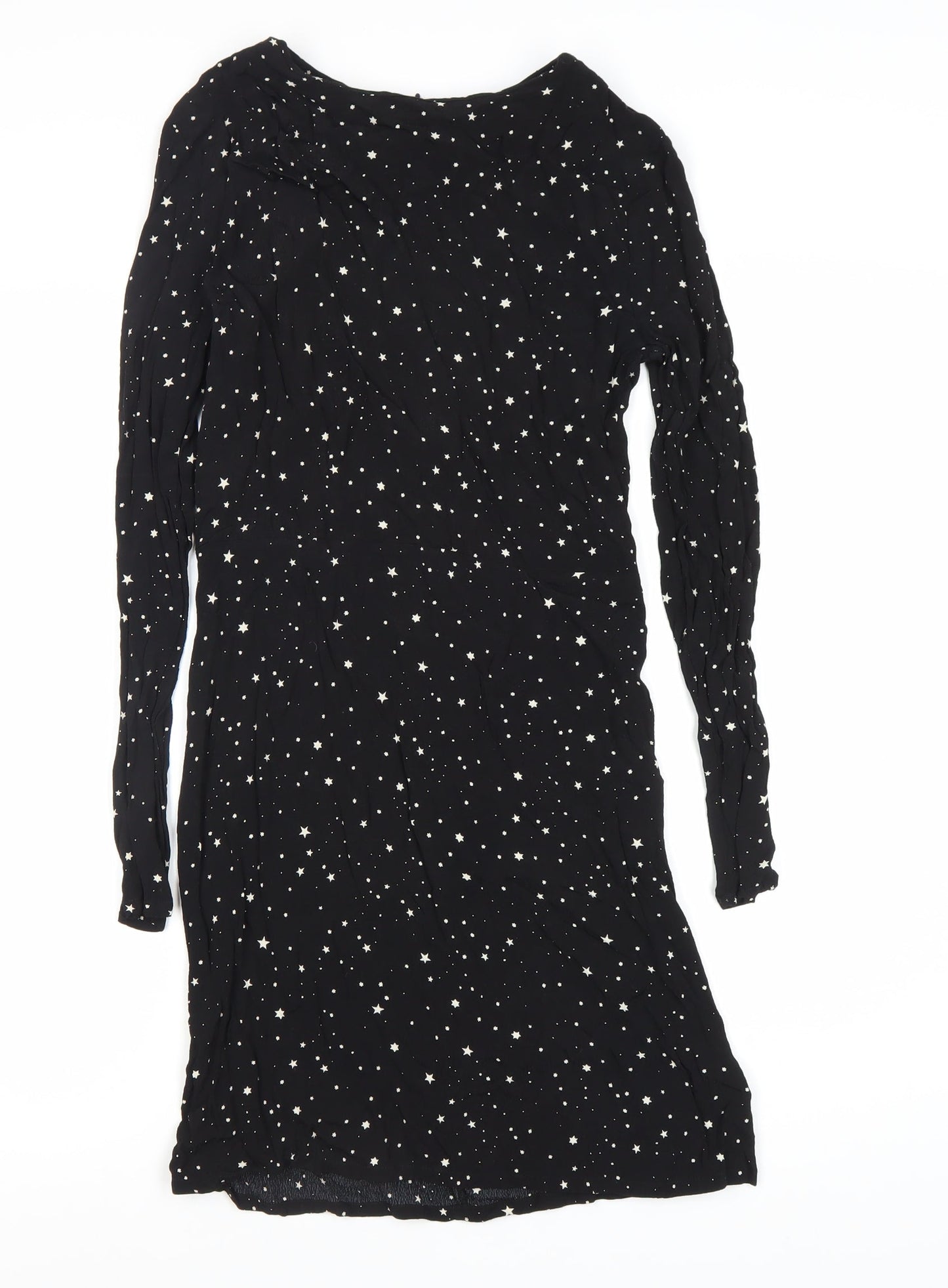 H&M Women's Black Star Pattern Dress, Size 10