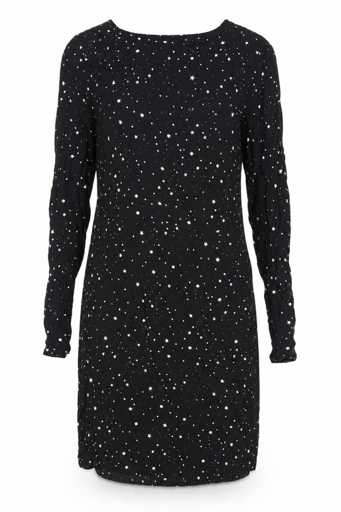 H&M Women's Black Star Pattern Dress, Size 10