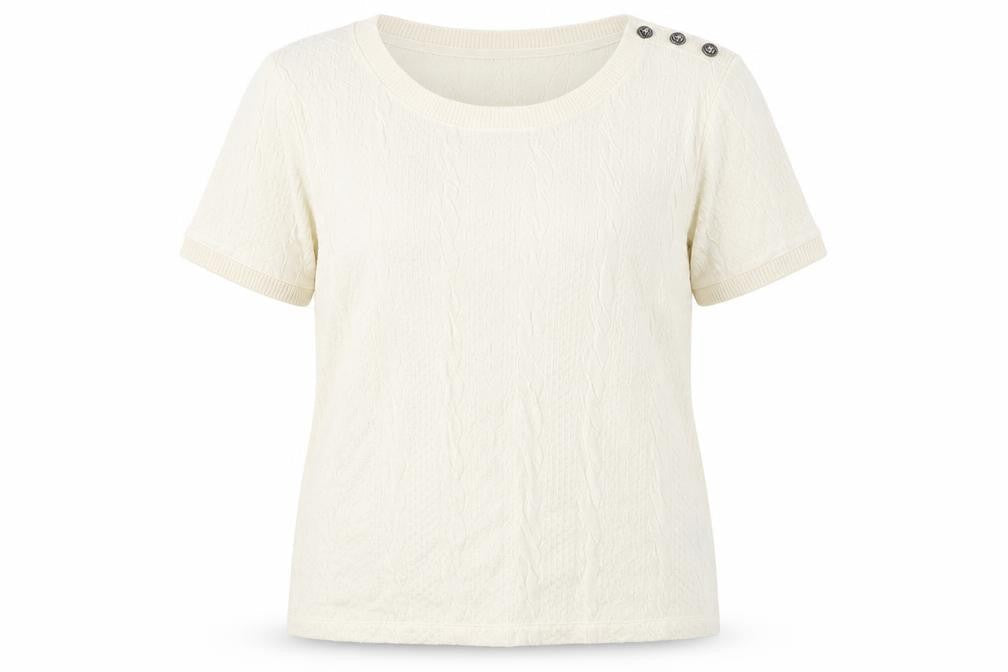 Lands' End Women's Ivory Knit Short Sleeve Top
