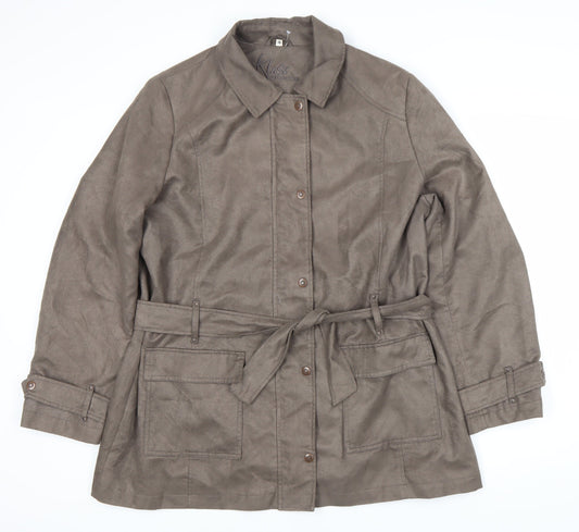 Klass Collection Brown Belted Women's Jacket Size 18