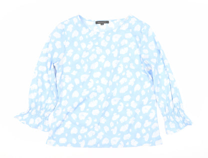 Additional front view of French Connection Women's Blue Animal Print Top, S