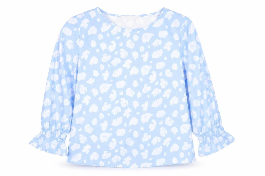 French Connection Women's Blue Animal Print Top, S