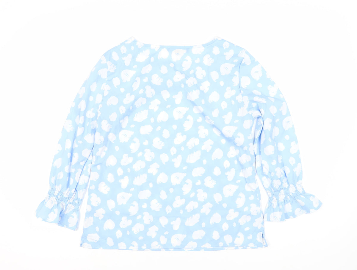 French Connection Women's Blue Animal Print Top, S