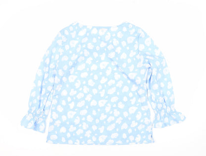 Back view of French Connection Women's Blue Animal Print Top, S