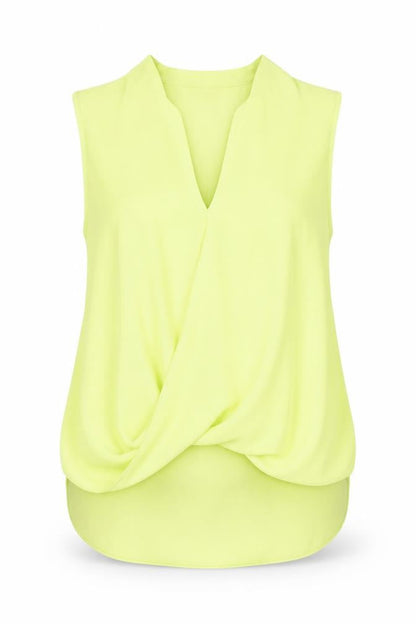 Front view of Red Herring Women's Yellow Wrap Blouse, size 14