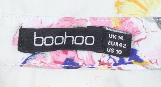 Boohoo Women's Multicoloured Floral Shirt Dress Size 14
