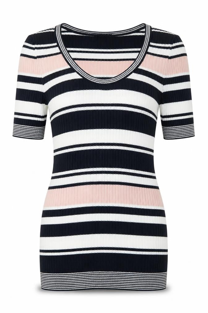 Joe Fresh Women's Multicoloured Stripe Scoop Neck Top