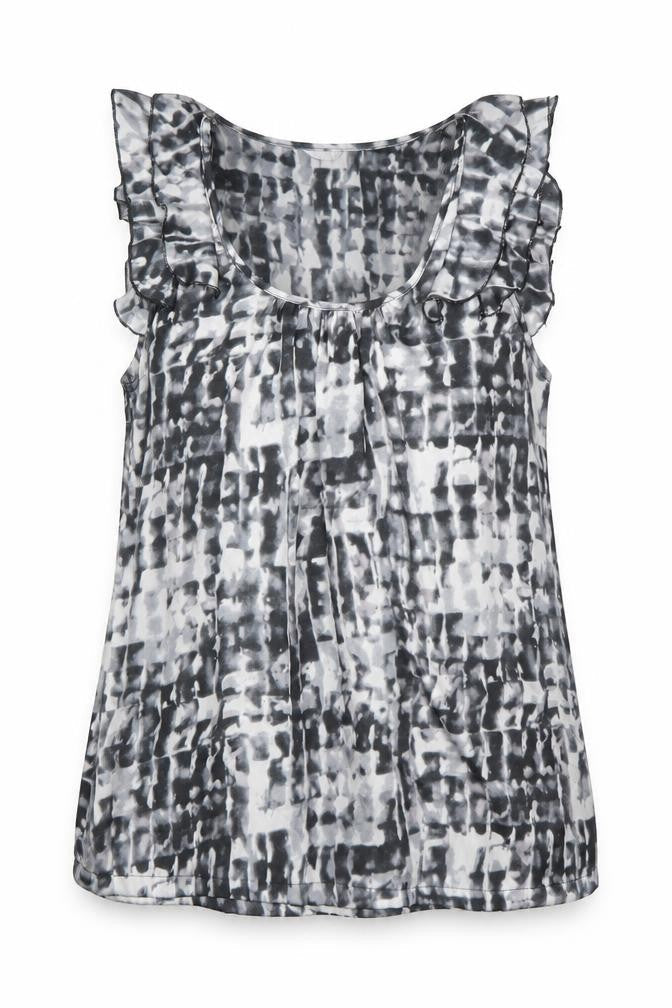 Women's Multicoloured Ruffle Sleeveless Blouse - L