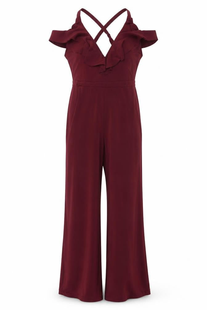 Bershka Women's Red Sleeveless Jumpsuit - Size S