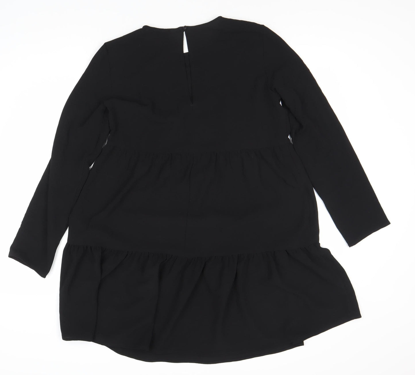 ASOS DESIGN Black Shift Dress Women Size 10 Long Sleeve