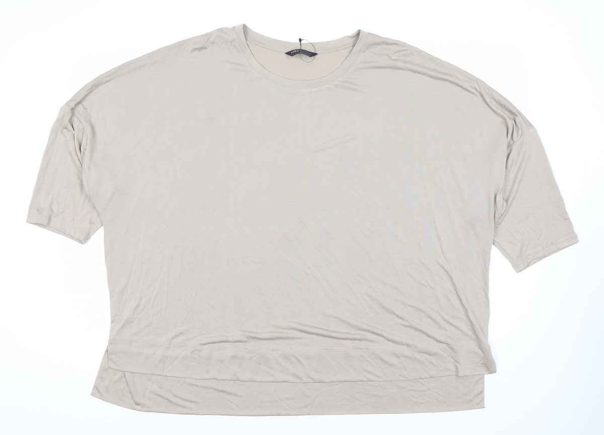 Marks & Spencer Women's Beige 3/4 Sleeve T-Shirt