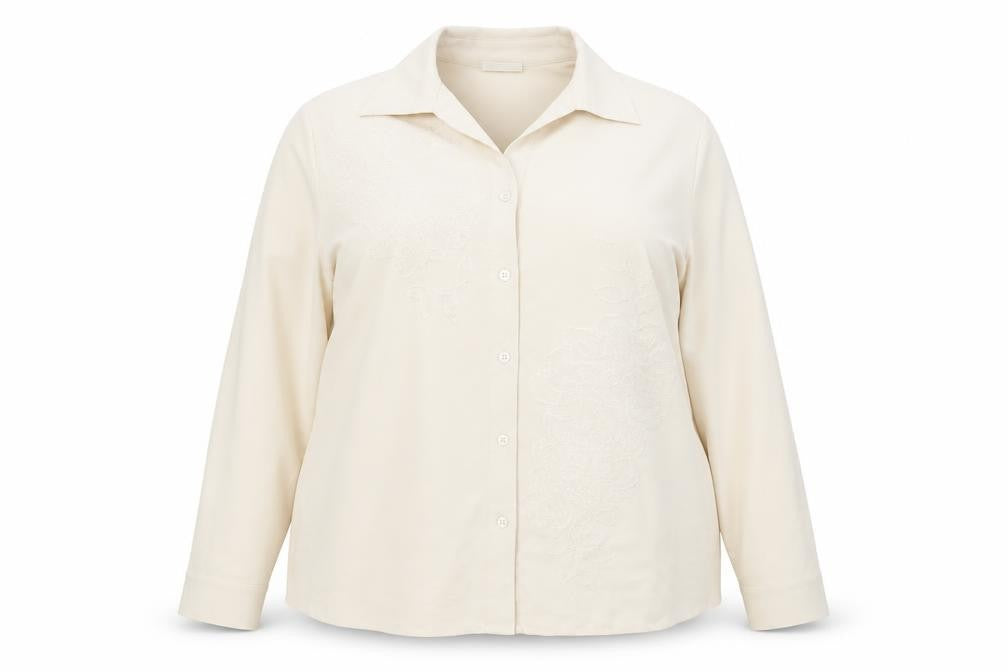Eastex Women's Beige Button-Up Long Sleeve Shirt