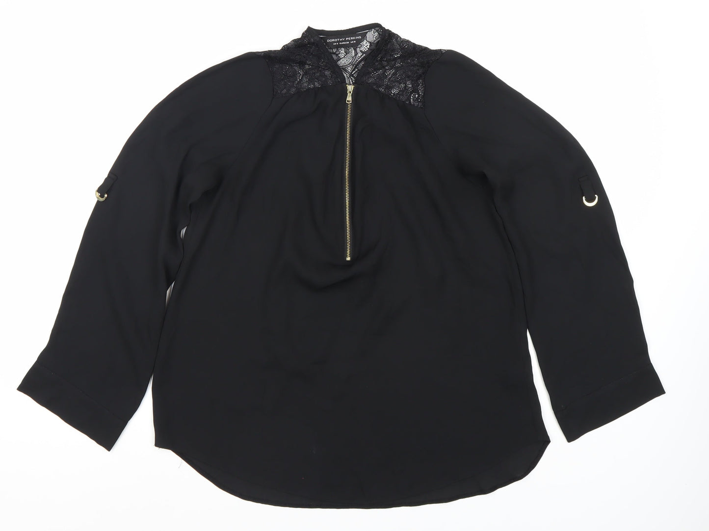 Dorothy Perkins Women's Black Lace Zip Blouse