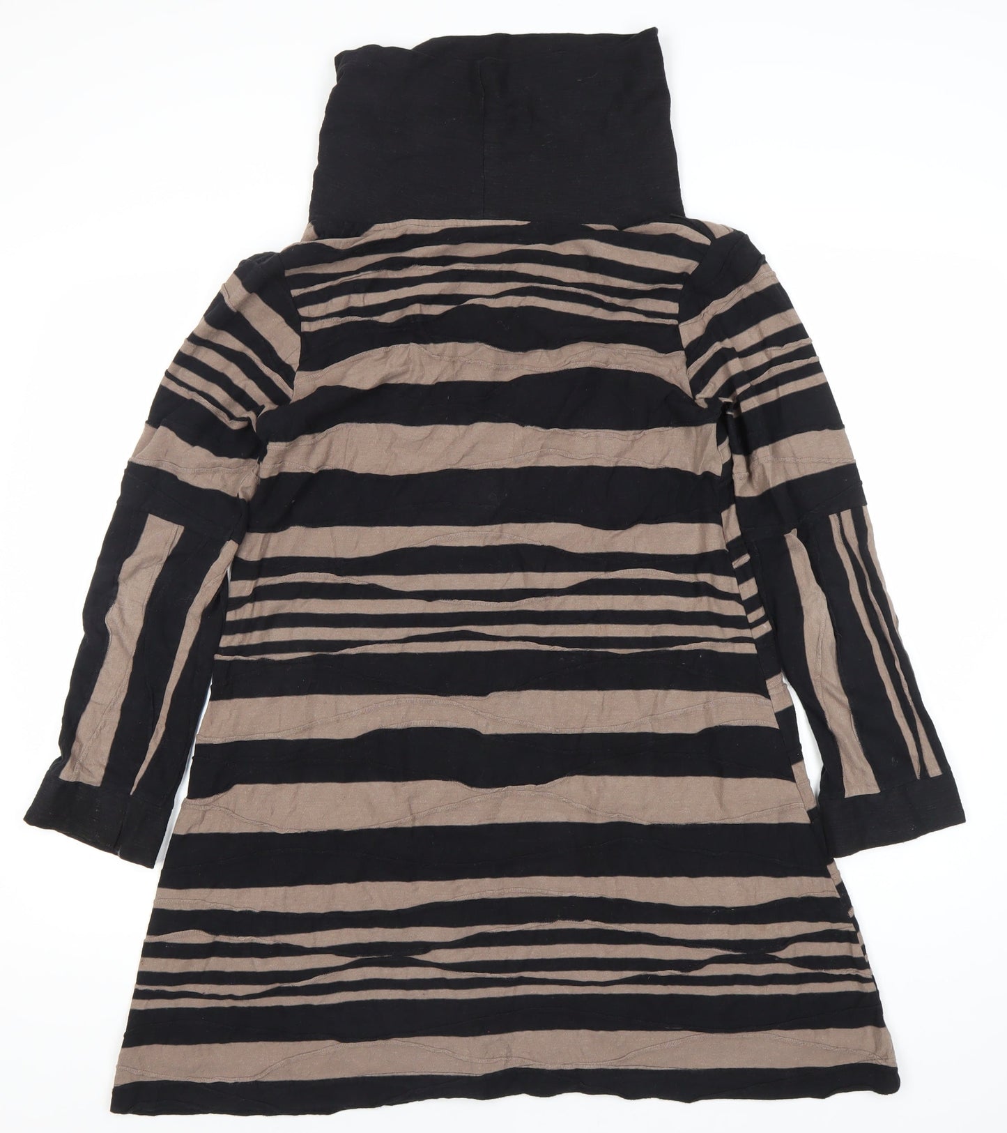 Adini Women's Black Striped Dress, Size S, Long Sleeve