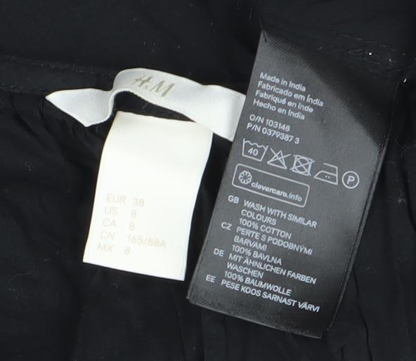 H&M Women's Black Embroidered Tunic Blouse - Size 10