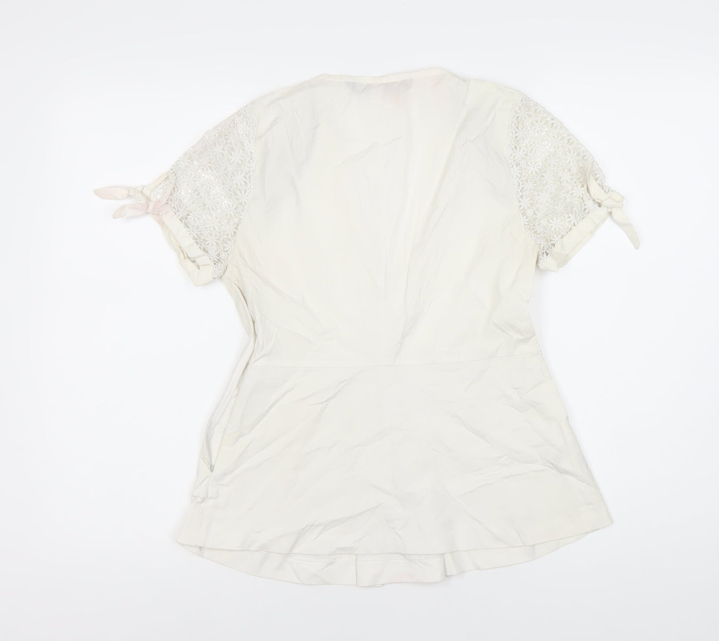 Zara Women White Crochet Accent Blouse Size 10