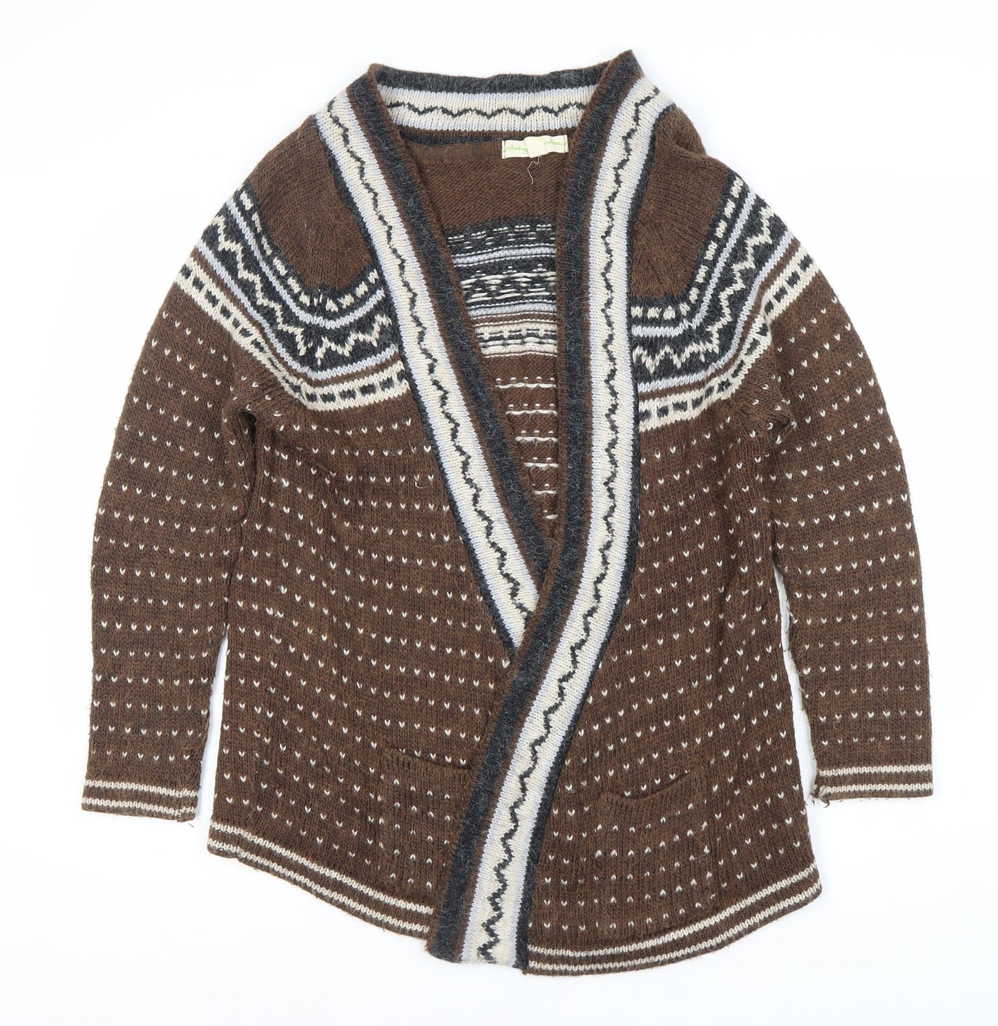 Staring at Stars Women's Brown Geometric Open Front Cardigan S