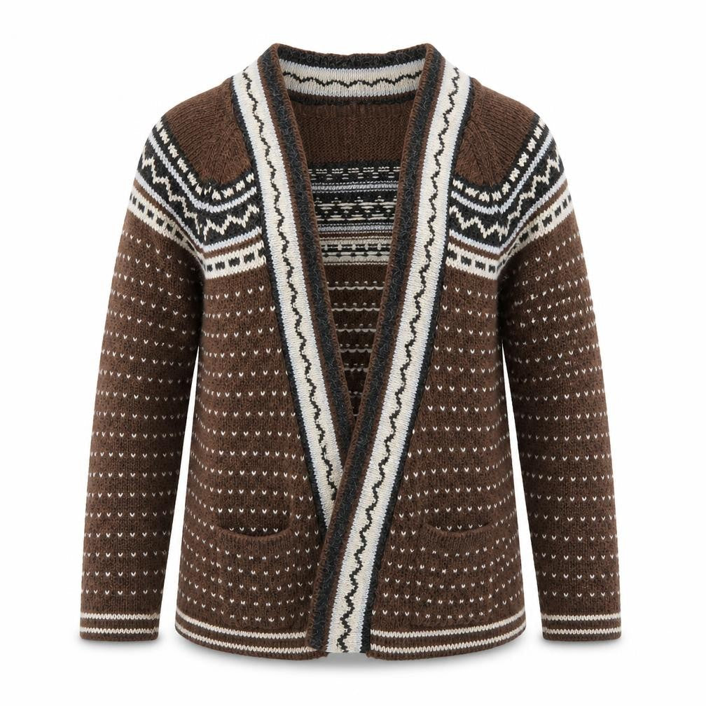Staring at Stars Women's Brown Geometric Open Front Cardigan S