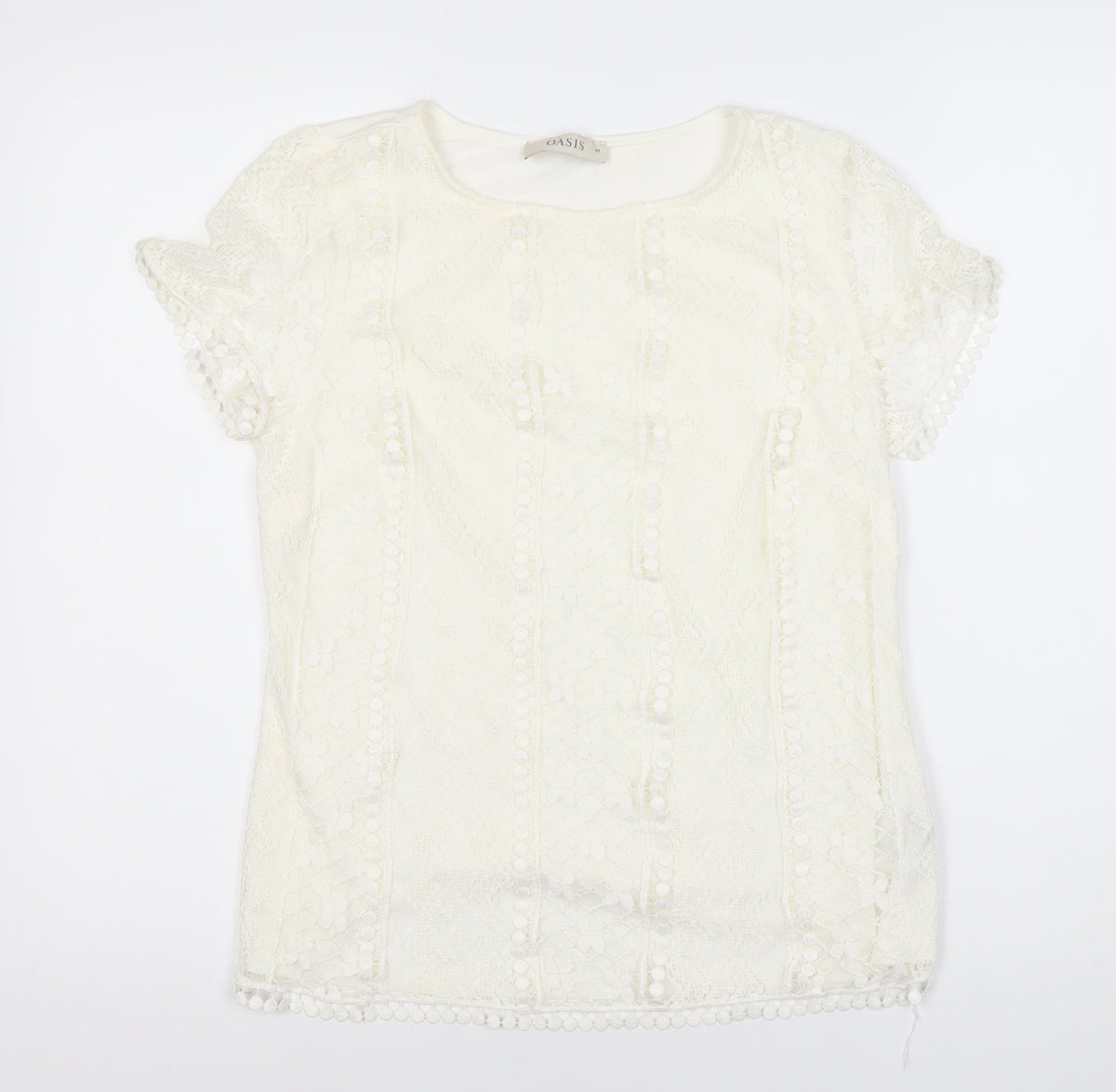 Oasis Women’s White Lace Blouse, Size M
