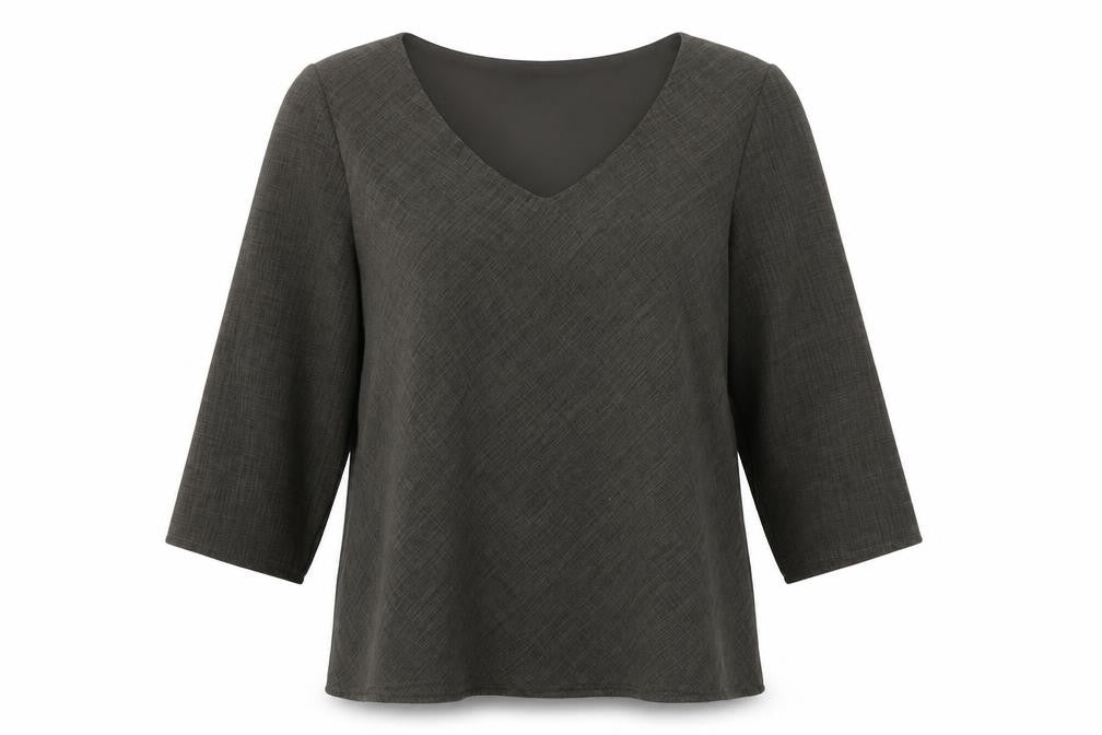 Marks & Spencer Women's Grey V-Neck Blouse, Size 14