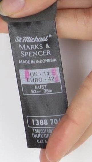Marks & Spencer Women's Grey V-Neck Blouse, Size 14
