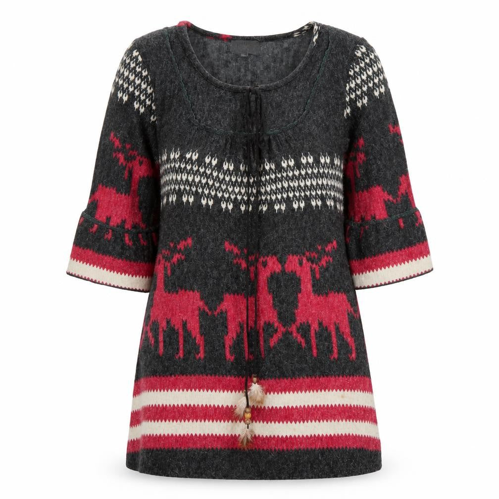 Apricot Women's Grey Tunic Jumper with Reindeer Pattern