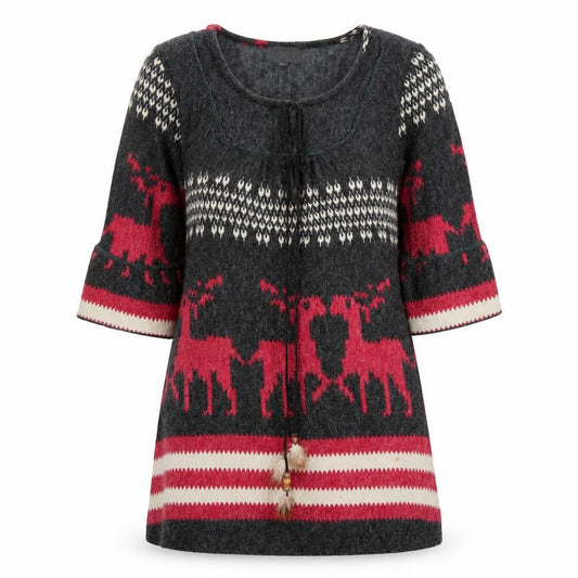 Apricot Women's Grey Tunic Jumper with Reindeer Pattern
