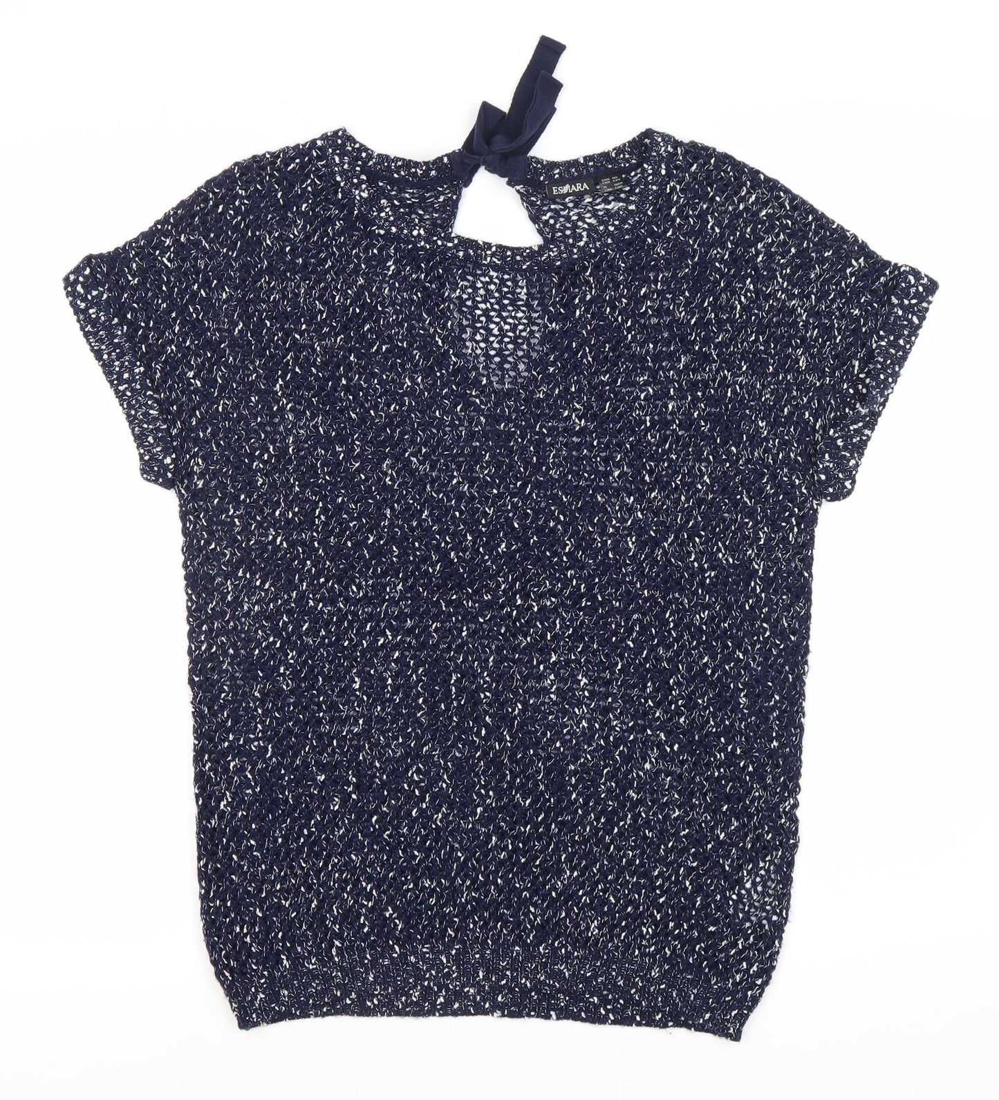 Esmara Women's Blue Open-Knit Bow Jumper, Size 12