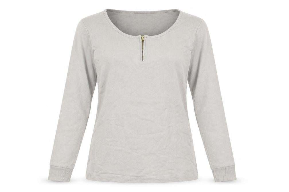 Gap Women's Grey Henley Sweatshirt, Medium, Lightweight