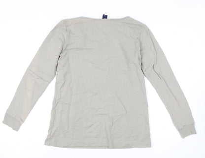 Gap Women's Grey Henley Sweatshirt, Medium, Lightweight