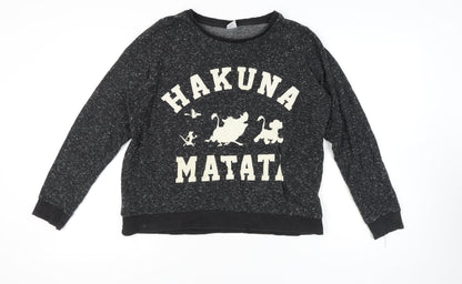 Preloved Disney Women’s Black 'Hakuna Matata' Sweatshirt Size 18 - Front