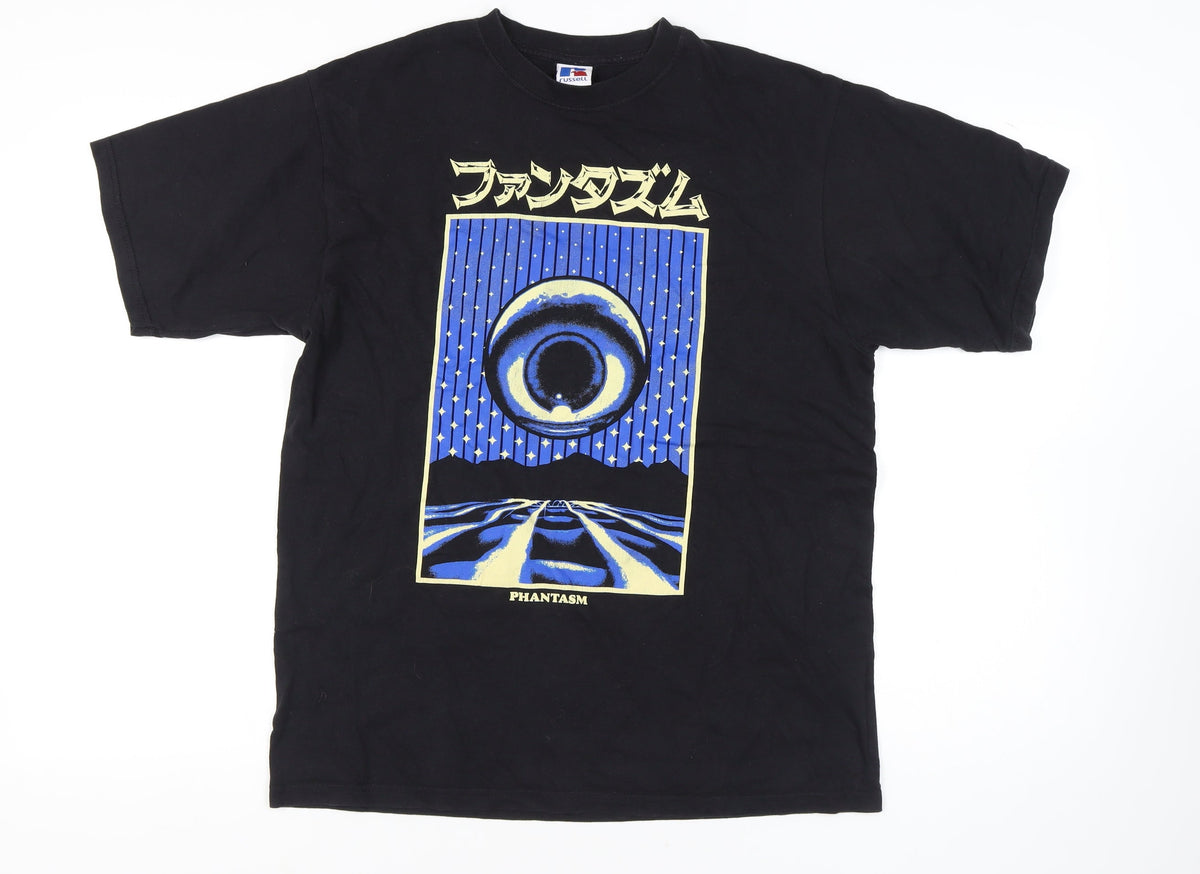 Russell Unisex Black Cotton Anime Art T-Shirt M