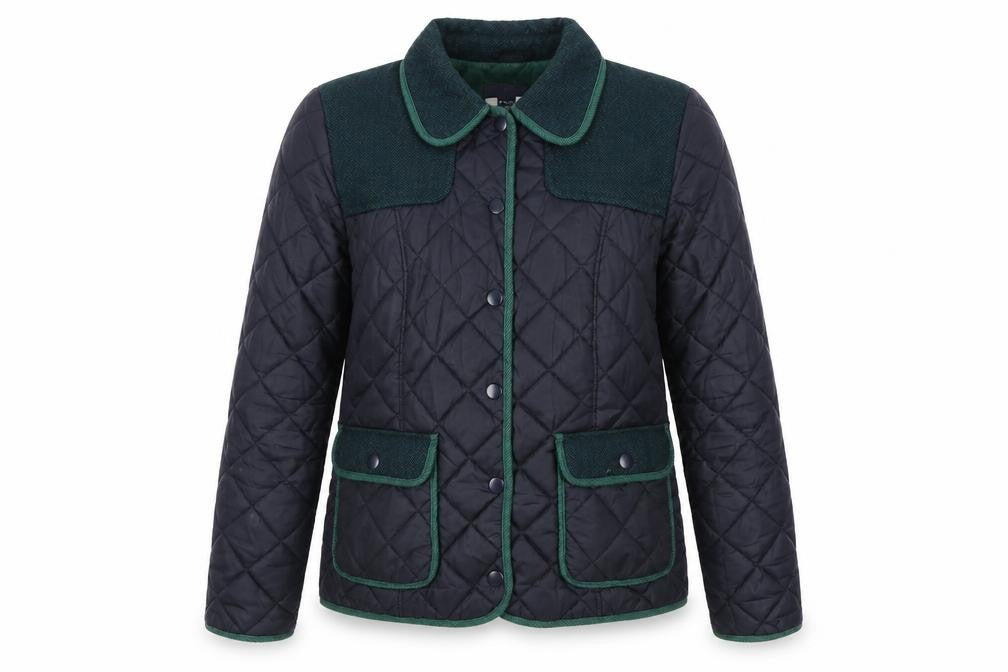 Next Women's Black Quilted Jacket, Size 12, Snap Closure