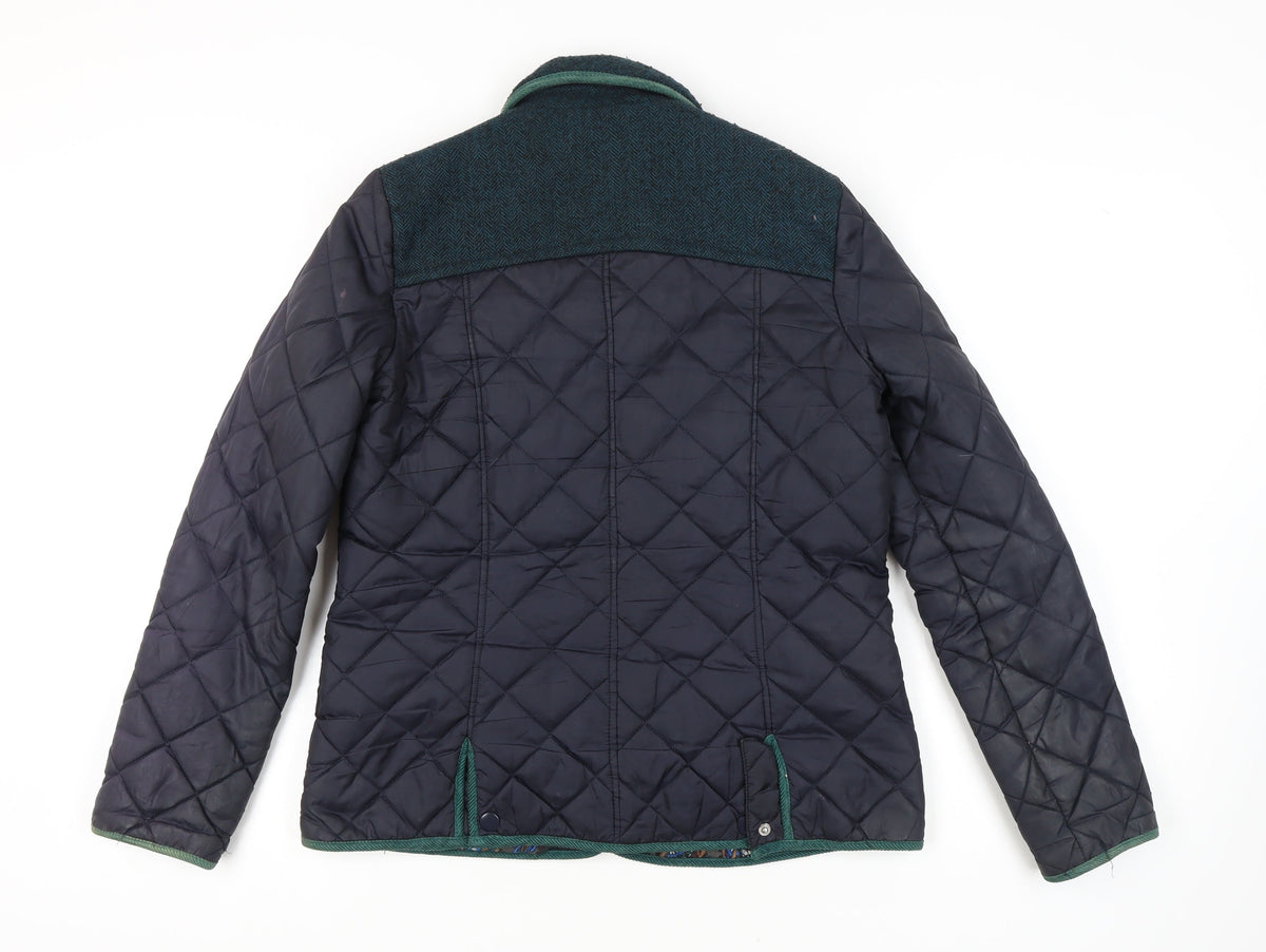Next Women's Black Quilted Jacket, Size 12, Snap Closure