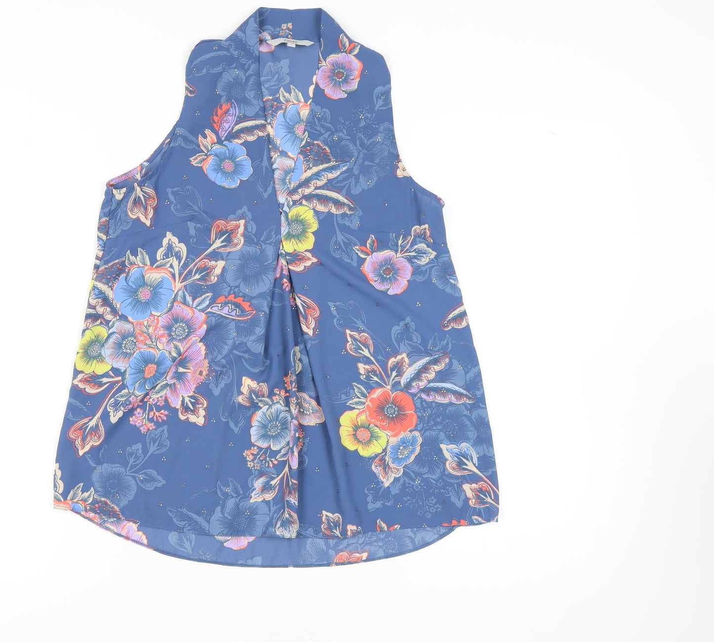 Next Women's Blue Floral Blouse, Size 6, Sleeveless, V-Neck