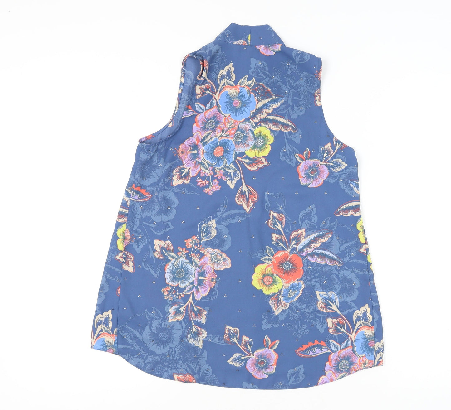 Next Women's Blue Floral Blouse, Size 6, Sleeveless, V-Neck