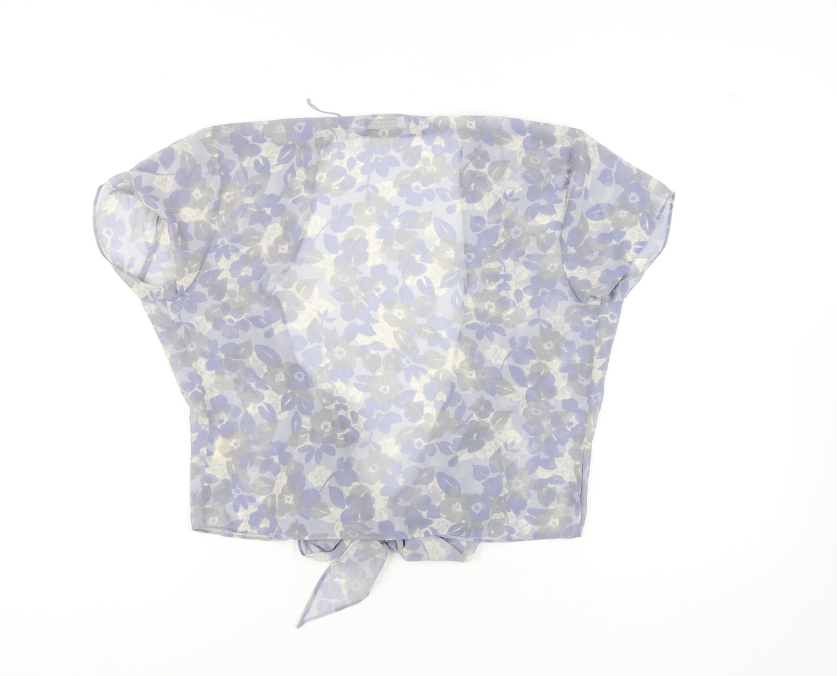 Next Women's Blue Floral Kimono Blouse Size 12
