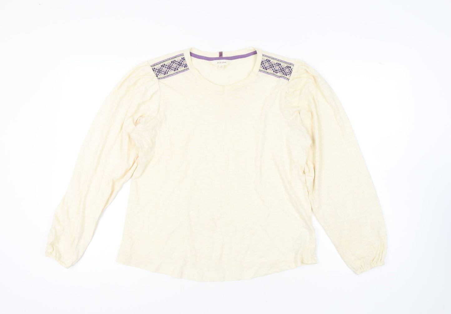 Marks and Spencer Women's Ivory Crew Neck Top, Size 14