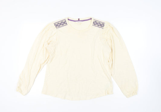Marks and Spencer Women's Ivory Crew Neck Top, Size 14