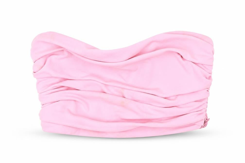 Zara Women Pink Strapless, M, Ruched Sweetheart Tube Top