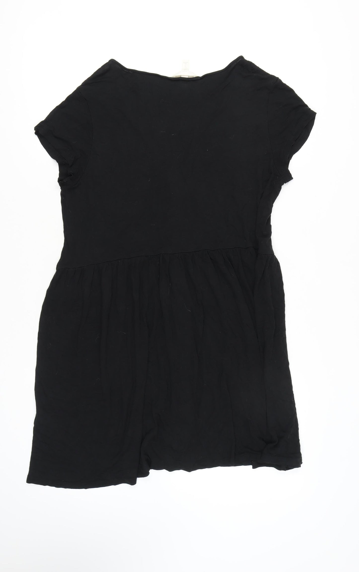 H&M Women's Black V-Neck Short Sleeve Dress L