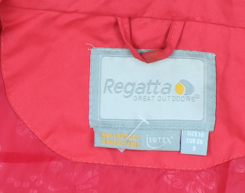 Regatta Women's Red Waterproof Hooded Rain Coat Size 10