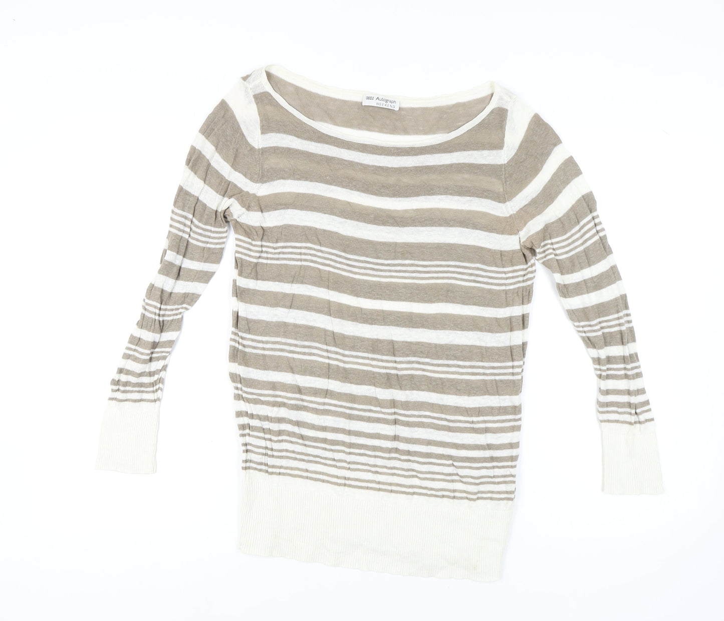 Marks and Spencer Women's Brown Striped Pullover Jumper