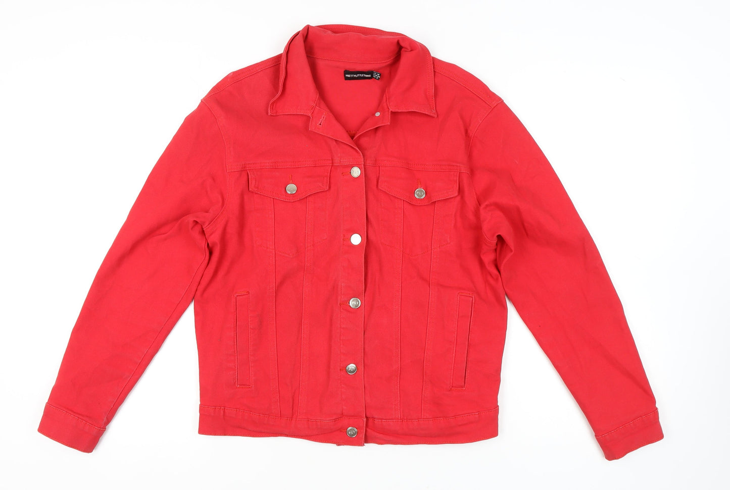 PrettyLittleThing Red Women's Hand-Painted Jacket Size 10