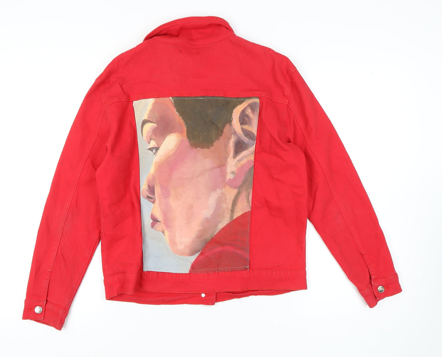 PrettyLittleThing Red Women's Hand-Painted Jacket Size 10