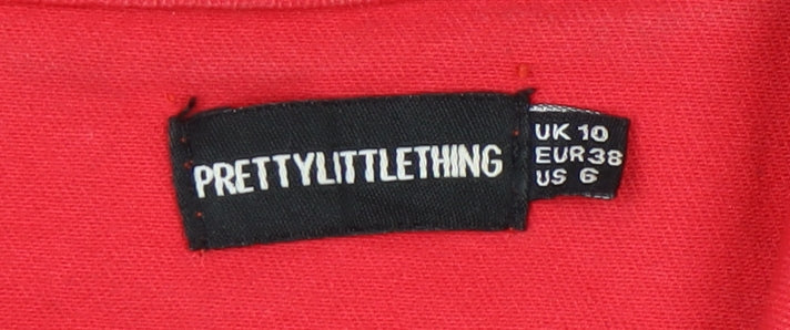 PrettyLittleThing Red Women's Hand-Painted Jacket Size 10