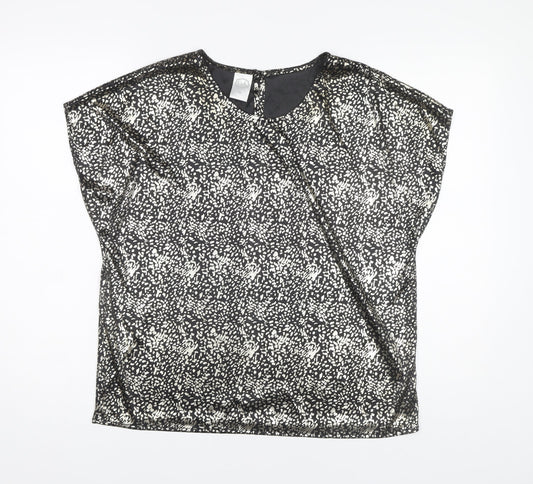 C&A Women's Black Floral Sleeveless Top Size 14