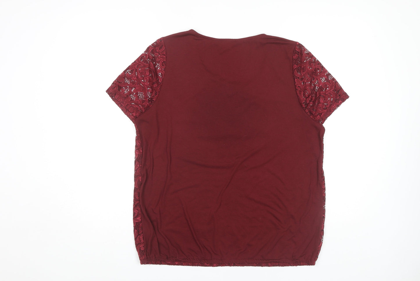 Bonmarché Women's Red Lace Blouse Size 16 - Classic Style